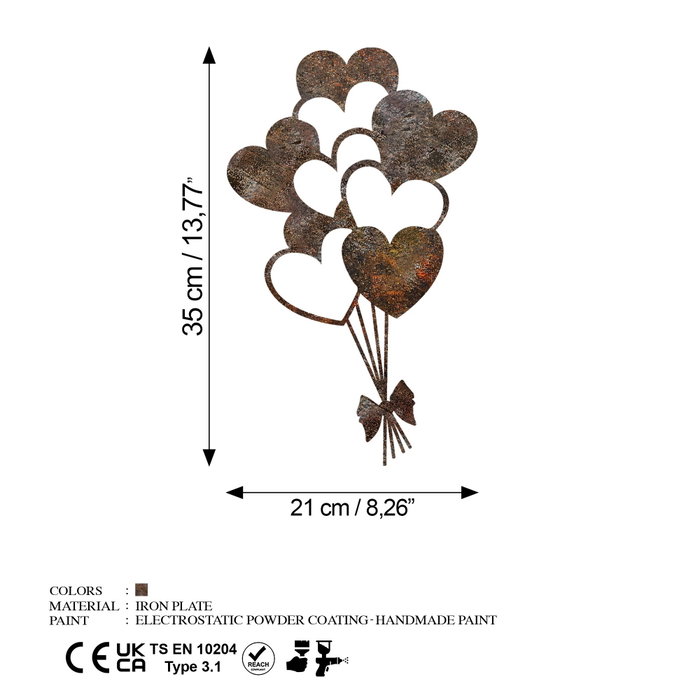 Wallity Rusty Heart 1 - Escultura de pared de metal envejecido